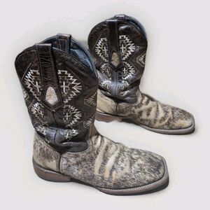 Hometown Hair on Hide Cowboy Boots Men's Size 8